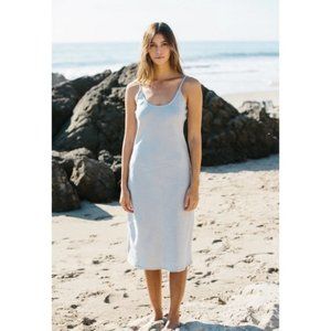 BIAS BASICS The Slip in Sea  Linen Bias Cut Midi Dress